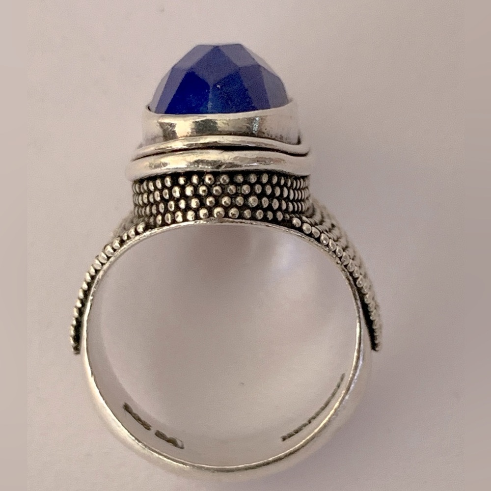 Vintage BA Suarti Sterling Silver Ring Faceted Lapis Lazuli Stone Size 6 US - Picture 7 of 11